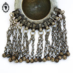 Pendentif collier ethnique métal antique H 16 cm nomade vintage ancien
