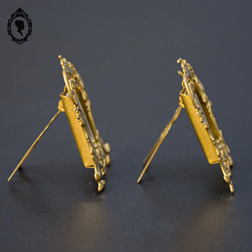 Rare paire de petits cadres pour photo miniature à poser en laiton ancien