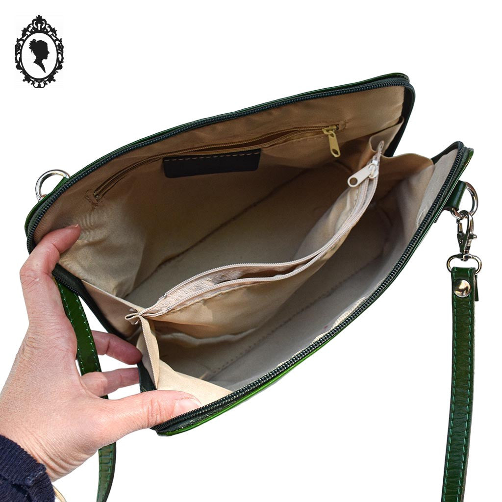 Sac bandoulière cuir vert Italie femme vintage