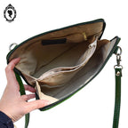 Sac bandoulière cuir vert Italie femme vintage