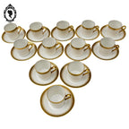 Service 12 tasses à café porcelaine blanc et doré Limoges JB et Cie France