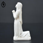 Statue Sainte Bernadette de Lourdes en albâtre blanc objet de religion ancien vintage H 14 cm
