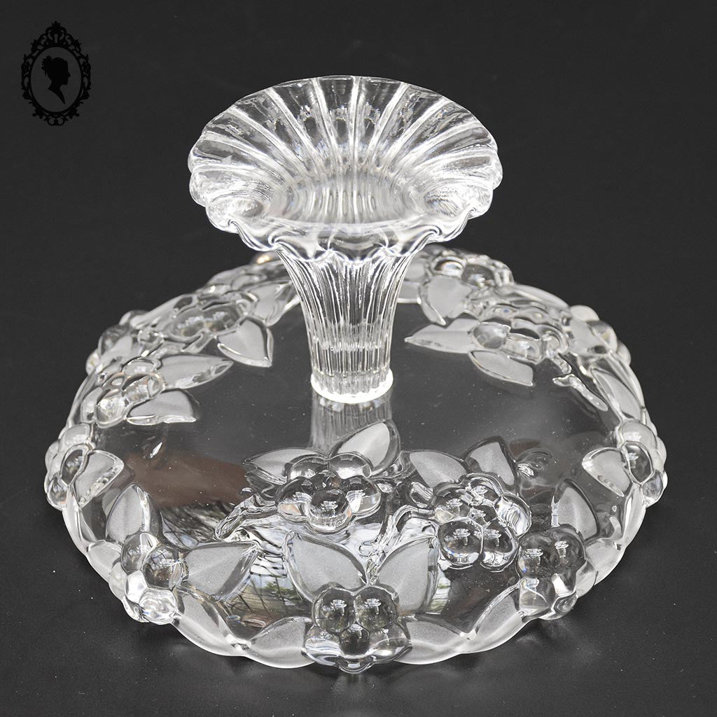 Superbe petit compotier coupelle coupe serviteur plat sur pied en verre moulé vintage