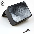 Tirelire boite souvenir de Lourdes ancienne en carton bouilli noir