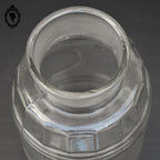Pot en verre soufflé flacon Apothicaire pharmacie couvercle forme tonneau ancien