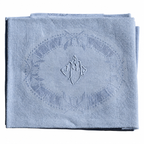 Lot de 12 grandes serviettes anciennes damassées teintes grise bleuté, monogramme brodé – 60 × 75 cm