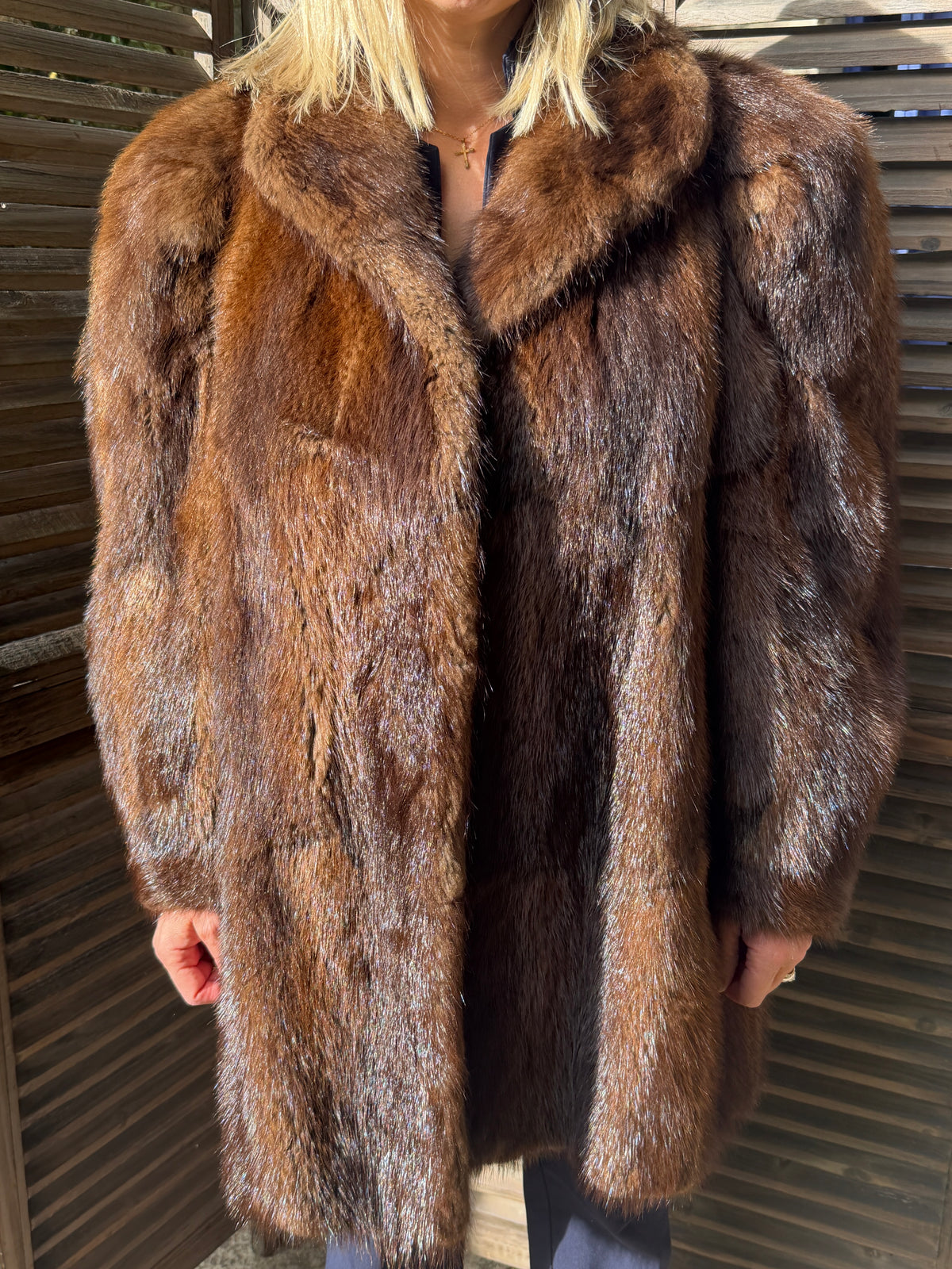 Manteau en fourrure véritable marron Taille 3840 vison ancien vintage