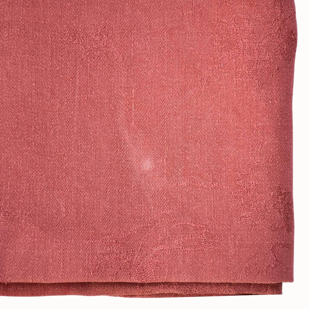 Service de table ancien damassé terracotta – Nappe et 10 serviettes monogrammes BG coton et lin