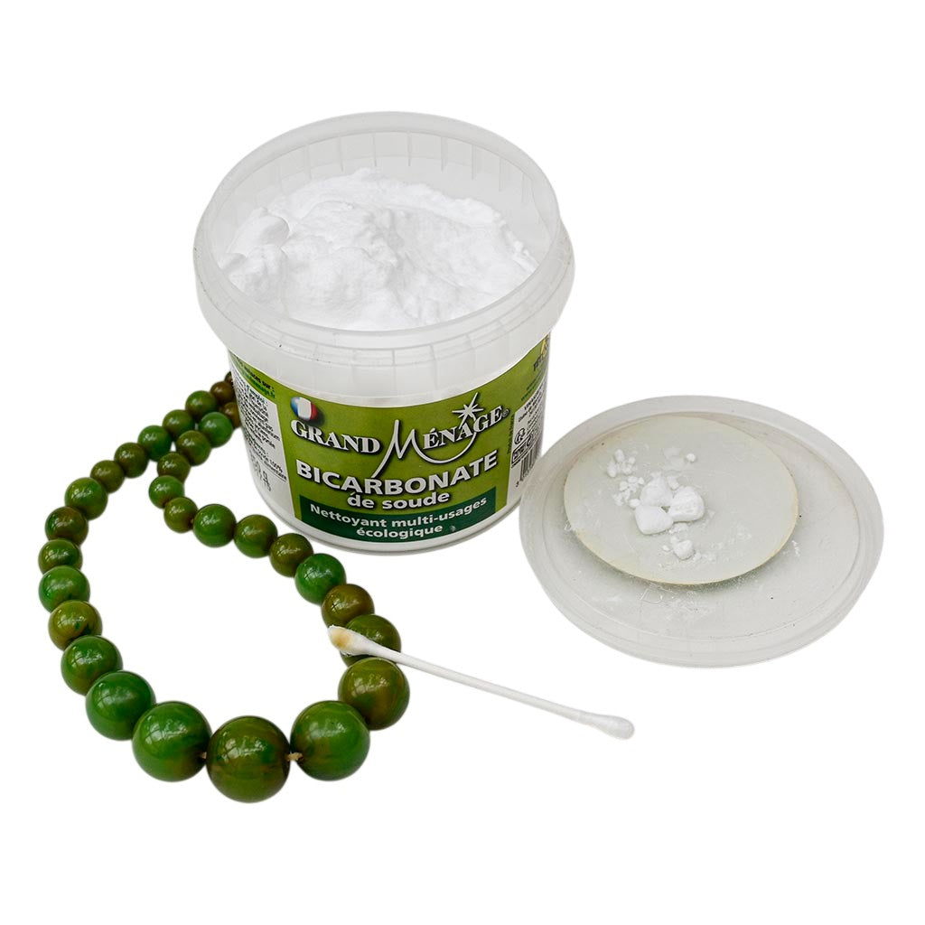 Élégant collier Art déco vert en bakélite perles rondes en cascade ancien
