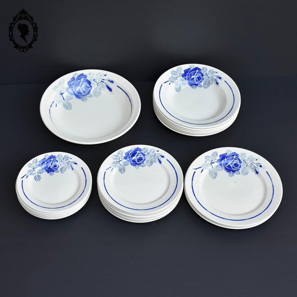 6 assiettes vintage dépareillées porcelaine bleue et blanche - Cottage core  - Lot F