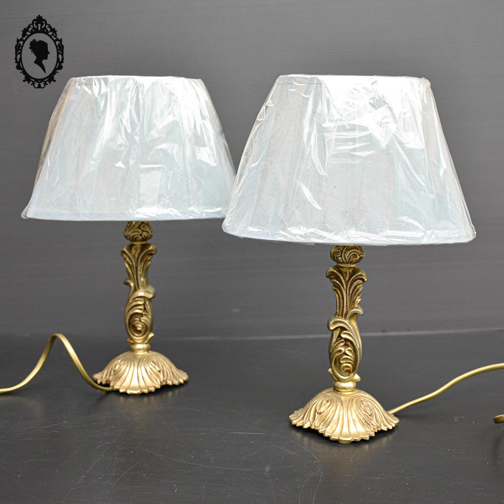 Chic paire de lampes de table à poser bronze doré vintage ancien
